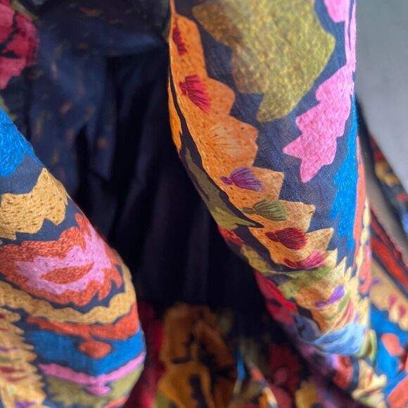 Anthropologie Farm Rio Embroidered Dress Strapless Black Folklore Size m petite - Picture 5 of 11